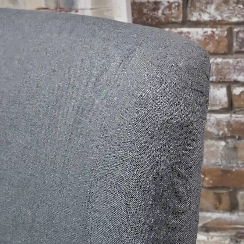 Charcoal High-Back Wingback Accent Chair with Scooped Arms & Birch Wood Legs – 1 Person