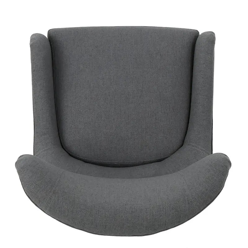 Charcoal High-Back Wingback Accent Chair with Scooped Arms & Birch Wood Legs – 1 Person
