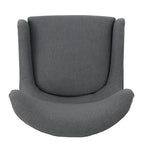 Charcoal High-Back Wingback Accent Chair with Scooped Arms & Birch Wood Legs – 1 Person
