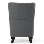 Charcoal High-Back Wingback Accent Chair with Scooped Arms & Birch Wood Legs – 1 Person