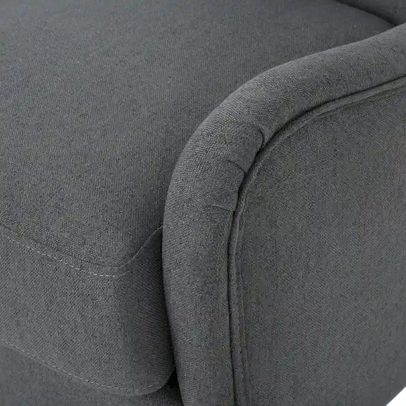 Charcoal High-Back Wingback Accent Chair with Scooped Arms & Birch Wood Legs – 1 Person