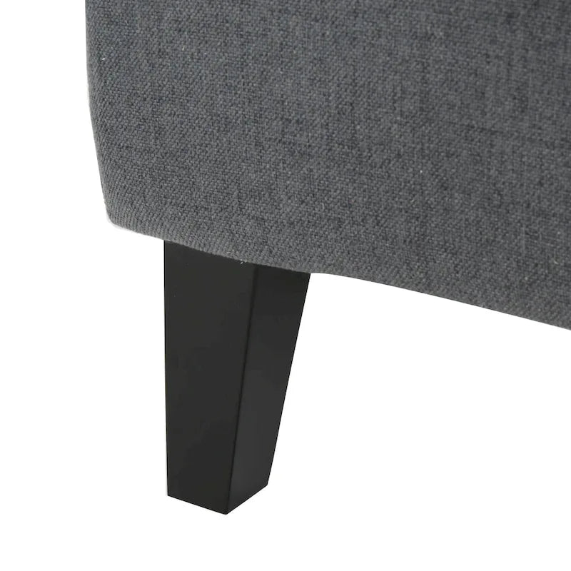 Charcoal High-Back Wingback Accent Chair with Scooped Arms & Birch Wood Legs – 1 Person