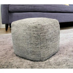 Grey Wool Cube Pouf Ottoman – 1 Person