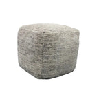 Grey Wool Cube Pouf Ottoman – 1 Person