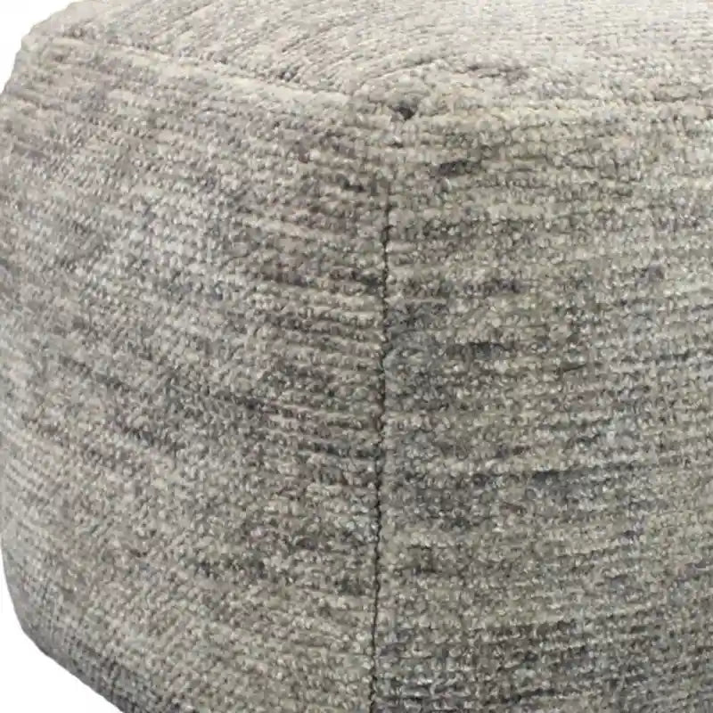 Grey Wool Cube Pouf Ottoman – 1 Person