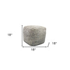Grey Wool Cube Pouf Ottoman – 1 Person
