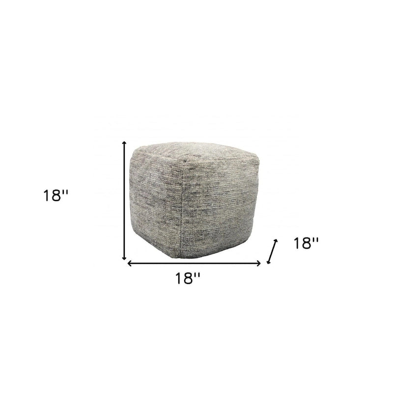 Grey Wool Cube Pouf Ottoman – 1 Person