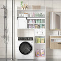 White Particleboard Over-the-Toilet Storage Cabinet with 7 Tiers & Adjustable Shelves