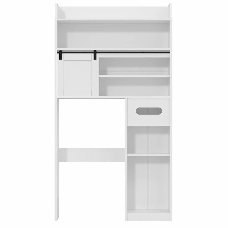 White Particleboard Over-the-Toilet Storage Cabinet with 7 Tiers & Adjustable Shelves