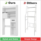 White Particleboard Over-the-Toilet Storage Cabinet with 7 Tiers & Adjustable Shelves