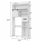 White Particleboard Over-the-Toilet Storage Cabinet with 7 Tiers & Adjustable Shelves
