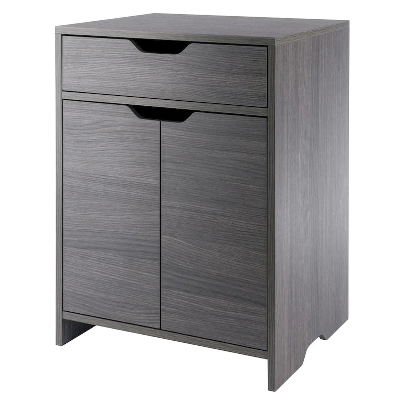 Two Shelf Storage Cabinet with Drawer - 26.25  - Charcoal Gray