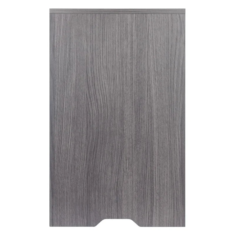 Grey Charcoal Wood Grain 2-Shelf Storage Cabinet with Drawer & Cut-Out Handles