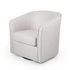 Wheat Beige Barrel Tub Swivel Accent Chair with Nailhead Trim – 1 Person
