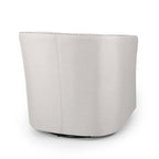 Wheat Beige Barrel Tub Swivel Accent Chair with Nailhead Trim – 1 Person