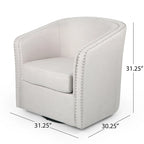 Wheat Beige Barrel Tub Swivel Accent Chair with Nailhead Trim – 1 Person