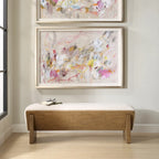 Ivory Faux Sheepskin Waterfall Bench with Wood Frame – 2 Person