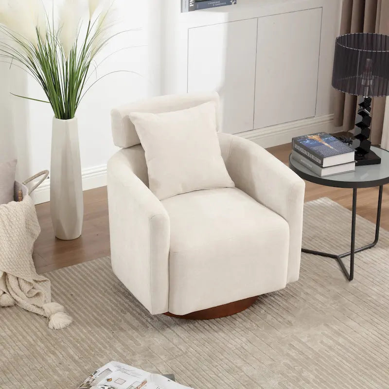 Chenille Swivel Accent Armchair with Adjustable Backrest – Gray / Navy / Beige / Black / Orange – 1 Person