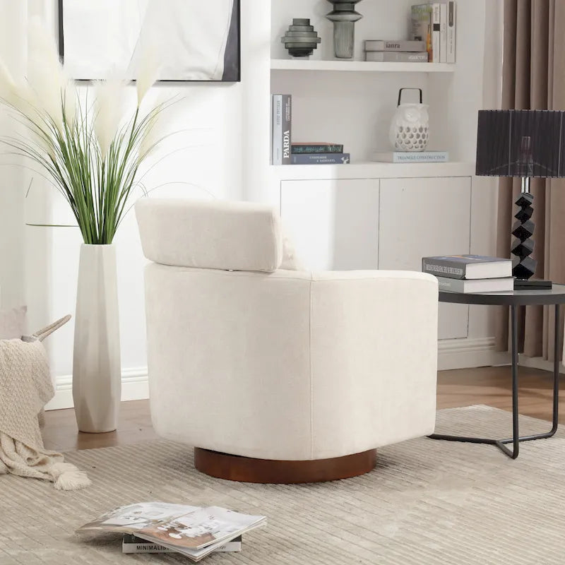 Chenille Swivel Accent Armchair with Adjustable Backrest – Gray / Navy / Beige / Black / Orange – 1 Person