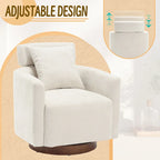 Chenille Swivel Accent Armchair with Adjustable Backrest – Gray / Navy / Beige / Black / Orange – 1 Person