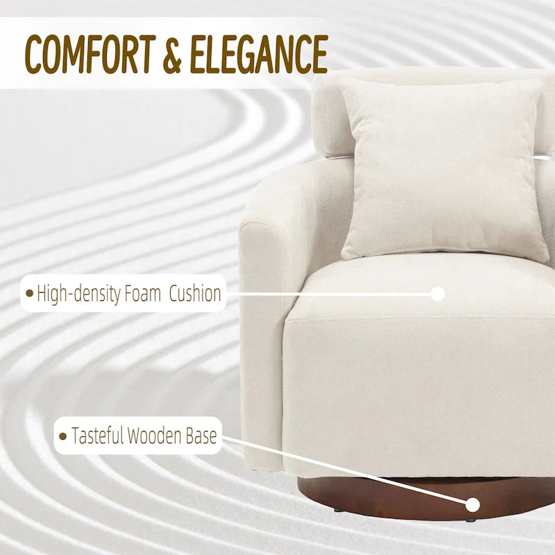 Chenille Swivel Accent Armchair with Adjustable Backrest – Gray / Navy / Beige / Black / Orange – 1 Person