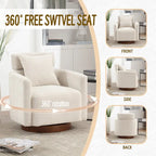 Chenille Swivel Accent Armchair with Adjustable Backrest – Gray / Navy / Beige / Black / Orange – 1 Person