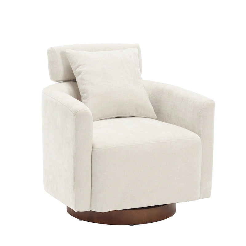 Chenille Swivel Accent Armchair with Adjustable Backrest – Gray / Navy / Beige / Black / Orange – 1 Person