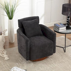 Chenille Swivel Accent Armchair with Adjustable Backrest – Gray / Navy / Beige / Black / Orange – 1 Person
