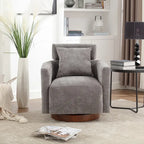 Chenille Swivel Accent Armchair with Adjustable Backrest – Gray / Navy / Beige / Black / Orange – 1 Person