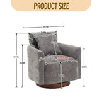 Chenille Swivel Accent Armchair with Adjustable Backrest – Gray / Navy / Beige / Black / Orange – 1 Person