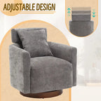 Chenille Swivel Accent Armchair with Adjustable Backrest – Gray / Navy / Beige / Black / Orange – 1 Person