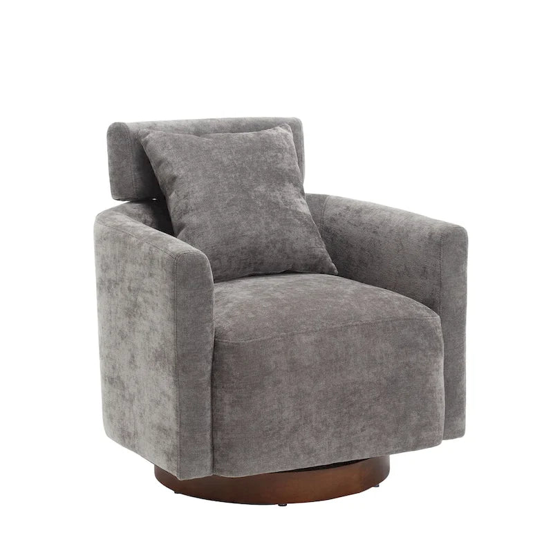 Chenille Swivel Accent Armchair with Adjustable Backrest – Gray / Navy / Beige / Black / Orange – 1 Person