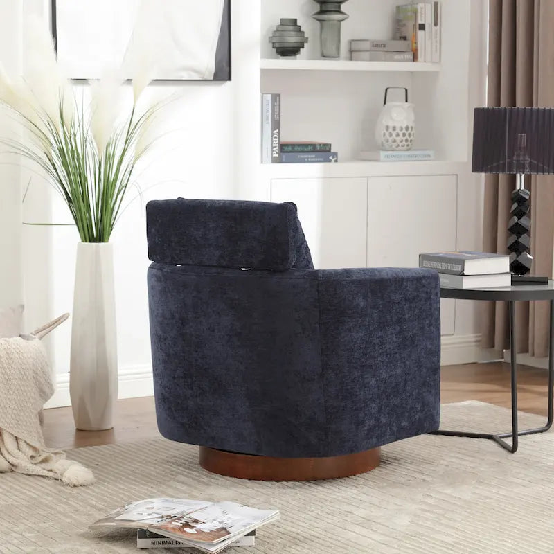 Chenille Swivel Accent Armchair with Adjustable Backrest – Gray / Navy / Beige / Black / Orange – 1 Person