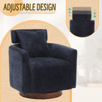 Chenille Swivel Accent Armchair with Adjustable Backrest – Gray / Navy / Beige / Black / Orange – 1 Person