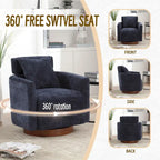 Chenille Swivel Accent Armchair with Adjustable Backrest – Gray / Navy / Beige / Black / Orange – 1 Person