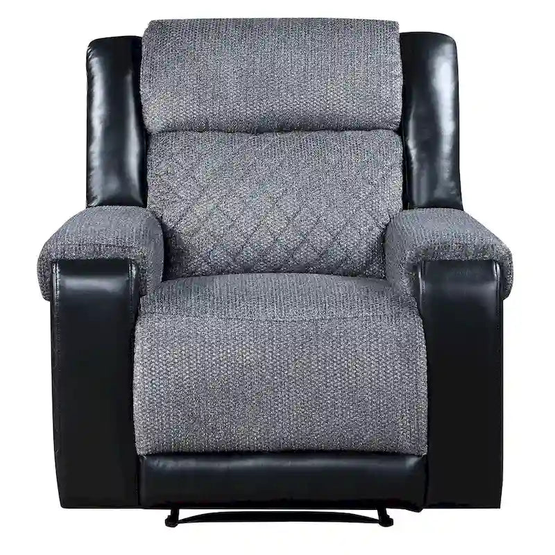 Black & Gray Faux Leather & Fabric Manual Glider Recliner – 1 Person