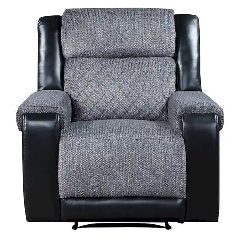 Black & Gray Faux Leather & Fabric Manual Glider Recliner – 1 Person