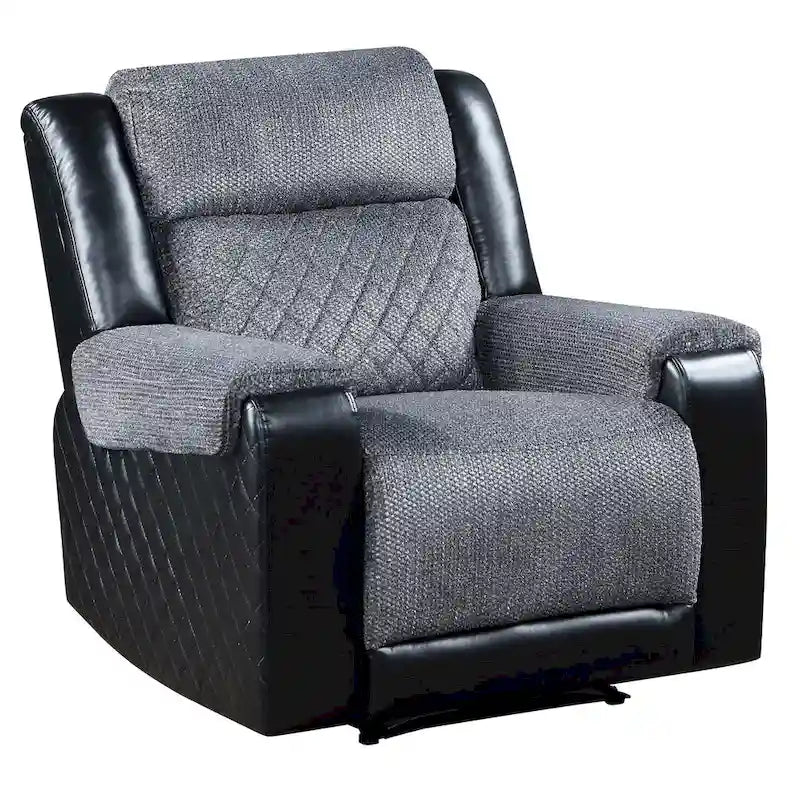 Black & Gray Faux Leather & Fabric Manual Glider Recliner – 1 Person