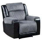 Black & Gray Faux Leather & Fabric Manual Glider Recliner – 1 Person