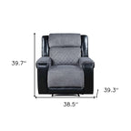 Black & Gray Faux Leather & Fabric Manual Glider Recliner – 1 Person
