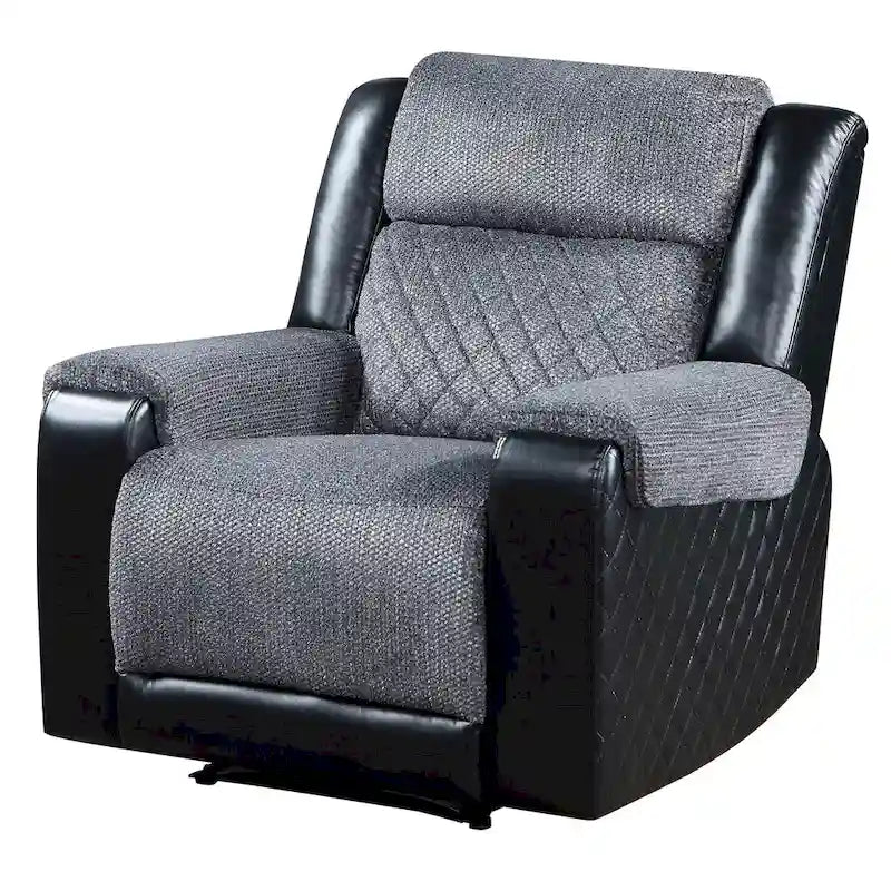 Black & Gray Faux Leather & Fabric Manual Glider Recliner – 1 Person