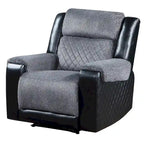 Black & Gray Faux Leather & Fabric Manual Glider Recliner – 1 Person