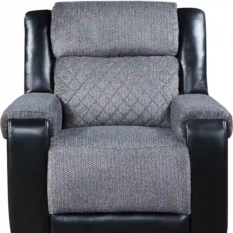 Black & Gray Faux Leather & Fabric Manual Glider Recliner – 1 Person