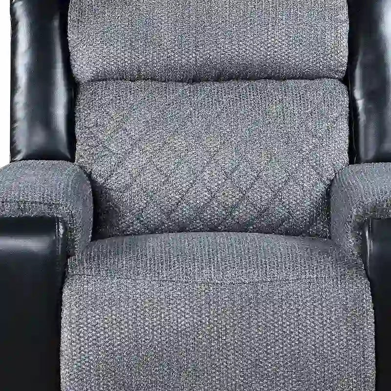 Black & Gray Faux Leather & Fabric Manual Glider Recliner – 1 Person