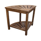 Bamboo Corner Shower Bench with Storage Shelf – Natural / Caramel – 1 Person