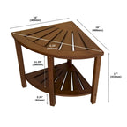 Bamboo Corner Shower Bench with Storage Shelf – Natural / Caramel – 1 Person
