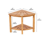 Bamboo Corner Shower Bench with Storage Shelf – Natural / Caramel – 1 Person