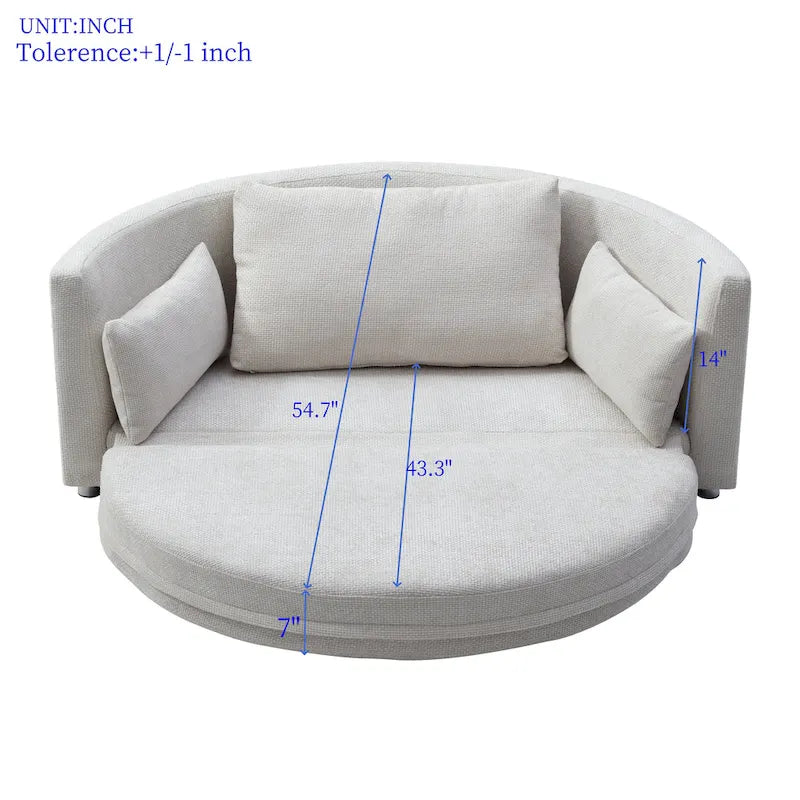 Beige Linen Foldable Floor Sofa Bed with 3 Pillows & Washable Cover – 1-2 Person
