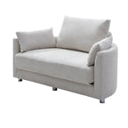 Beige Linen Foldable Floor Sofa Bed with 3 Pillows & Washable Cover – 1-2 Person