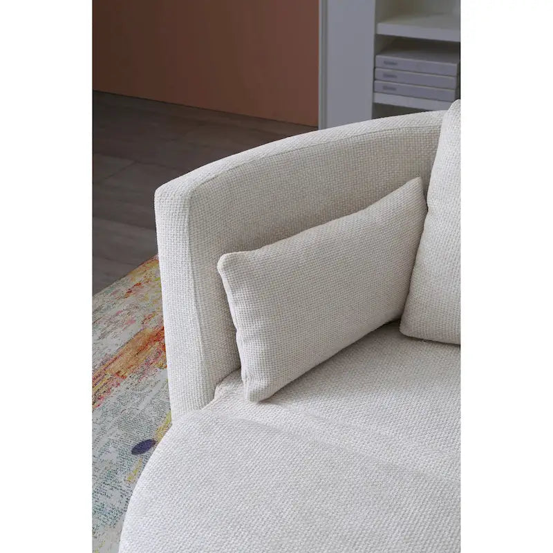 Beige Linen Foldable Floor Sofa Bed with 3 Pillows & Washable Cover – 1-2 Person
